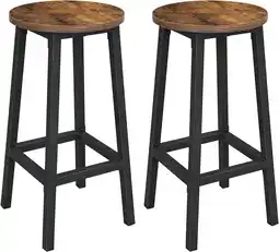 Amazon Vasagle barkruk, set van 2 barstoelen, keukenstoelen met stevig stalen frame, hoogte 65 cm, rond, eenvoudig te monteren, indu aanbieding