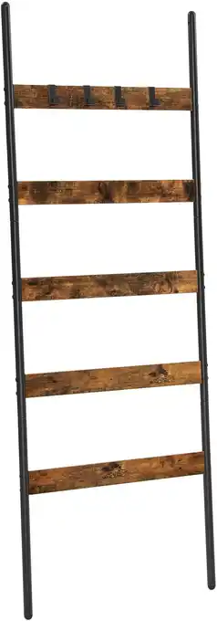 Amazon Vasagle handdoekenladder, handdoekenrek, ladderrek, leunrek met 5 sporten, 65 cm breed, schuin, voor handdoeken, sjaals, deke aanbieding