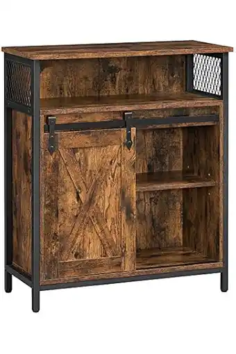 Amazon Vasagle opbergkast, dressoir, met schuifdeur, open vak, verstelbare plank, industriële stijl, voor entree, woonkamer, keuken, aanbieding