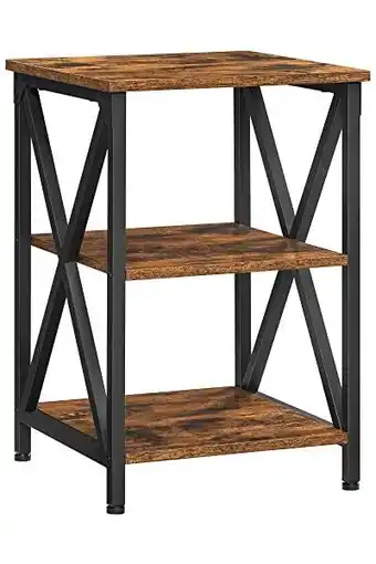 Amazon Vasagle kleine bijzettafel, nachtkastje van metaal, met x-design, 2 legplanken, industriële landelijke stijl, 40 x 40 x 60 cm aanbieding