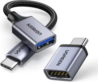 Amazon Ugreen adapter usb c naar usb (2 stuks) mobiele telefoon otg adapter en kabel usb c male naar usb 3.0 female compatibel met m aanbieding