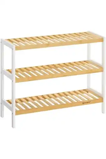 Amazon Songmics schoenenrek bamboe 3 niveaus h x b x d: ca. 55 x 70 x 25 cm schoenenkast schoenenrek voor 12 paar schoenen schoenens aanbieding