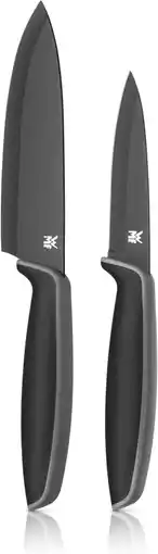 Amazon Wmf touch 01879086100 messenset 2-delig zwart, koksmes (13 cm), universeelmes (9 cm), speciaal lemmetstaal, anti-slip soft-to aanbieding