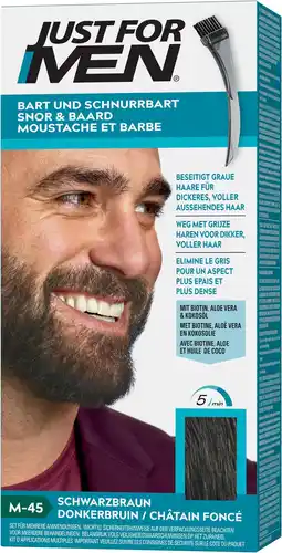 Amazon Just for men snor- en baardverf donkerbruin, verwijdert grijs voor een dikkere en vollere look - m45 aanbieding