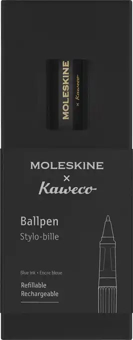 Amazon Moleskine kaweco balpen, zwart, medium punt (0,7 mm), blauwe inkt aanbieding