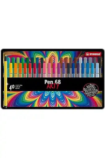 Amazon Premium viltstift - stabilo pen 68 - metalen etui met 40 stuks - met 40 verschillende kleuren aanbieding