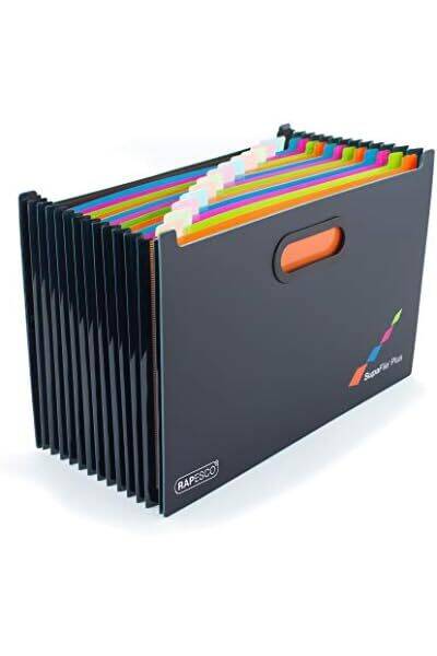 Cartella Portadocumenti Espandibile Rapesco SupaFile Plus - 26 Scomparti, A4+, Bianco E Nero - Foto 3