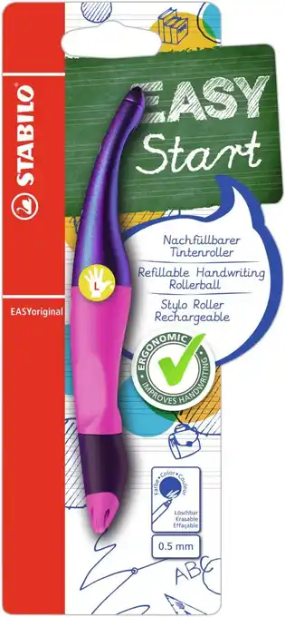 Amazon Ergonomische rollerball voor linkshandigen - stabilo easyoriginal holograph edition magenta - 1 stuks - schrijfkleur blauw (u aanbieding