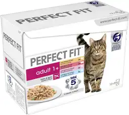 Amazon Perfect fit kattenvoer natte voeding volwassenen 1+, verschillende soorten, 48 portionsbeutel (4 x 12 x 85g) aanbieding