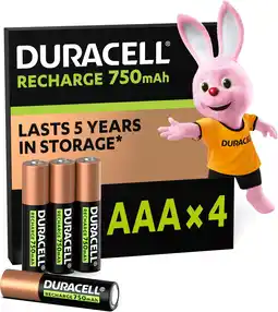 Amazon Duracell rechargeable aaa 750mah batterijen, verpakking van 4 aanbieding