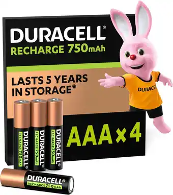 Amazon Duracell rechargeable aaa 750mah batterijen, verpakking van 4 aanbieding