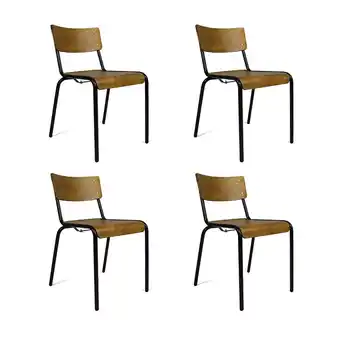 fonQ Livin24 eetkamerstoel back to school hout - eetkamerstoelen set van 4 aanbieding