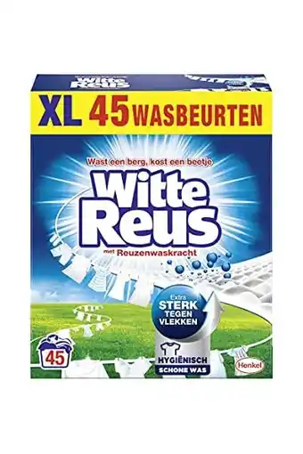 Amazon Witte reus wasmiddel (45 wasbeurten), waspoeder voor de witte was, wasmiddel wast al schoon vanaf 20°c aanbieding