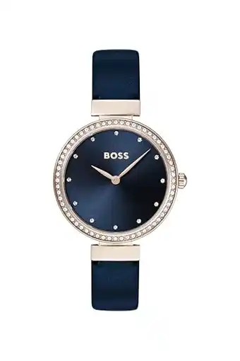 Amazon Boss dames analoog klassiek quartz horloge met lederen band 1502477 aanbieding