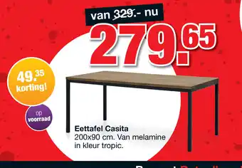 Budget Home Store Eettafel Casita 200x90 cm. Van melamine in kleur tropic. aanbieding