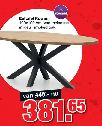 Budget Home Store Eettafel Rowan 190x100 cm. Van melamine in kleur smoked oak. aanbieding