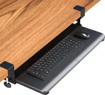 Amazon Bontec toetsenbordlade voor onder bureau, uittrekbare toetsenbordlade met c-klem, computerlade van 650 x 300 mm om te typen, aanbieding
