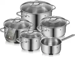 Amazon Wmf 0721056380 plus 5-delige pannenset, inhoud 3 kookpan hoog (16,20,24 cm) 1 kookpan laag 20cm, 1 steelpan 16cm, alle warmte aanbieding