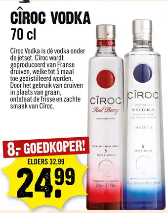 Dirck 3 Ciroc vodka 70 cl aanbieding