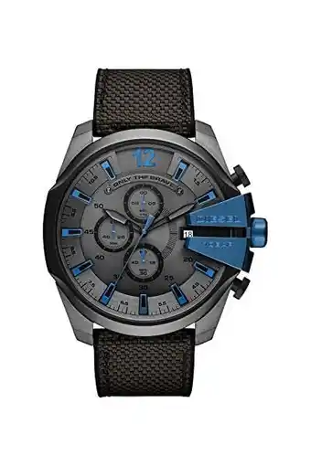 Amazon Diesel mega chief chronograph black and gray nylon watch aanbieding