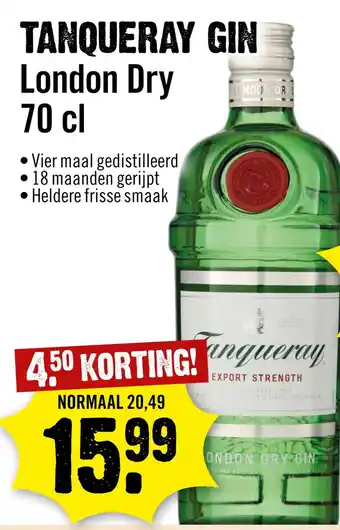 Dirck 3 Tanqueray gin london dry 70 cl aanbieding