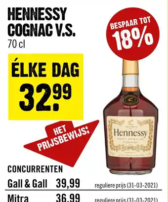 Dirck 3 Hennessy cognac v.s. 70cl aanbieding