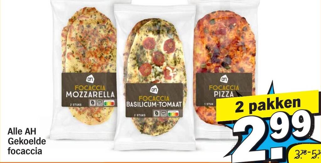 Alle AH Gekoelde focaccia aanbieding bij Albert Heijn