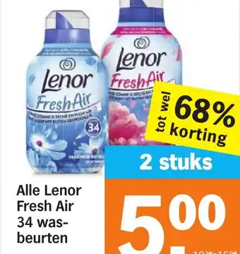 Albert Heijn Alle Lenor Fresh Air 34 wasbeurten aanbieding