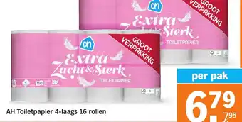 Albert Heijn AH Toiletpapier 4-laags 16 rollen aanbieding