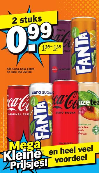 Albert Heijn Alle Coca-Cola, Fanta en Fuze Tea 250 ml aanbieding