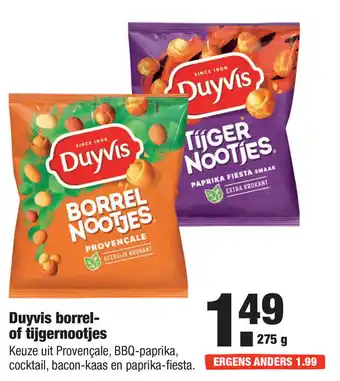 ALDI Duyvis borrelnootjes of tijgernootjes 275 g aanbieding