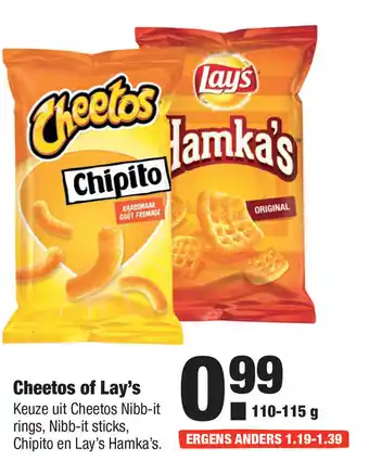 ALDI Cheetos of lay's 110-115 g aanbieding