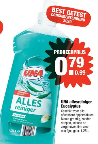 ALDI UNA allesreiniger eucalyptus 1.25 l aanbieding