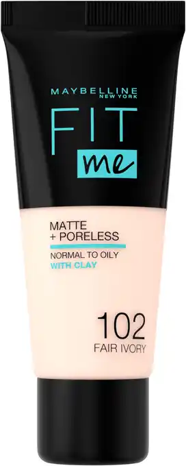 Amazon Maybelline new york - fit me matte + poreless foundation - 102 fair ivory - medium dekkende foundation aanbieding