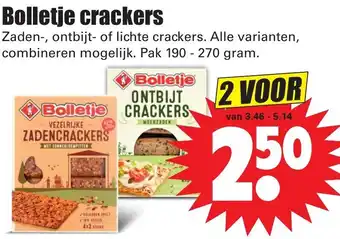 Dirk Bolletje crackers 2*190-270g aanbieding