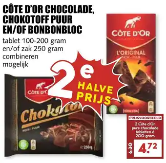 MCD Supermarkt CÔTE D'OR CHOCOLADE, CHOKOTOFF PUUR EN/OF BONBONBLOC aanbieding