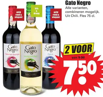 Dirk Gato Negro Chileense wijn 2*750ml aanbieding