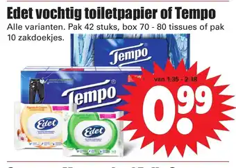 Dirk Edet vochtig toiletpapier of Tempo aanbieding