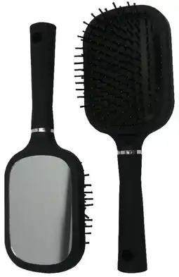 De Online Drogist Hair mode haarborstel groot met spiegel zwart aanbieding