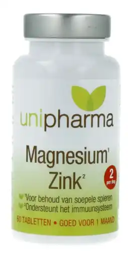 De Online Drogist Unipharma magnesium & zink tabletten 60st aanbieding
