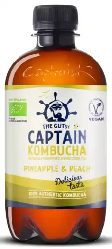 De Online Drogist The gutsy captain kombucha pineapple & peach aanbieding