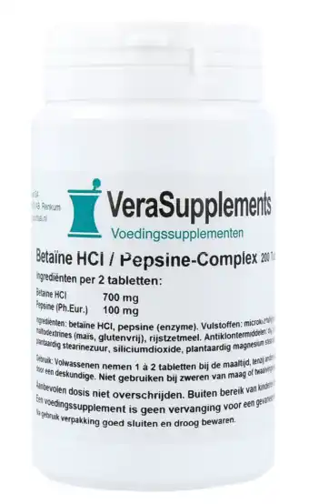 De Online Drogist Verasupplements betaine-hcl / pepsine-complex tabletten aanbieding