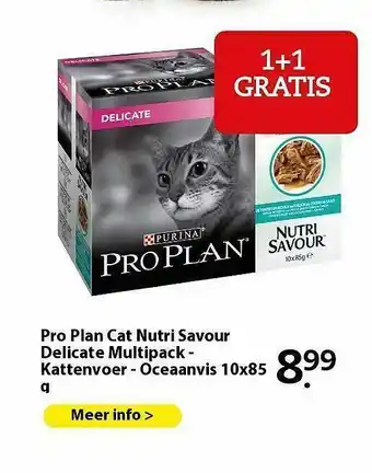 Pets Place Purina Pro Plan Cat Nutri Savour Delicate Multipack - Kattenvoer - Oceaanvis 10x85g aanbieding