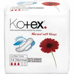 De Online Drogist Kotex ultradun normal met vleugels maandverband 14st aanbieding