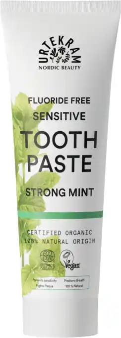 De Online Drogist Urtekram tandpasta strong mint sensitive aanbieding