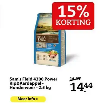 Boerenbond Sam's Field 4300 Power Kip&Aardappel - Hondenvoer - 2.5 Kg aanbieding