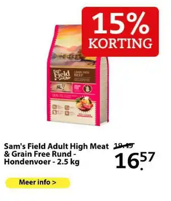 Boerenbond Sam's Field Adult High Meat & Grain Free Rund - Hondenvoer - 2.5 Kg 15% Korting aanbieding