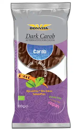 De Online Drogist Bonvita dark carob rijstwafels aanbieding