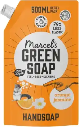 De Online Drogist Marcels green soap handzeep sinaasappel & jasmijn navulling aanbieding