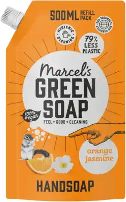 De Online Drogist Marcels green soap handzeep sinaasappel & jasmijn navulling aanbieding